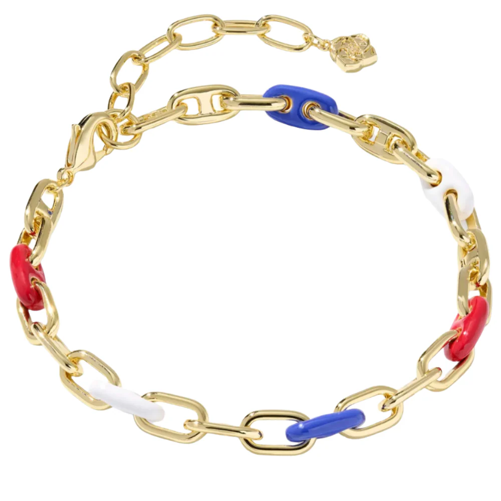Kendra Scott Bailey Red/White/Blue Chain Bracelet