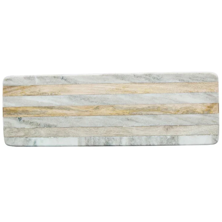 Striped Marble & Mango Wood Cheese Board - 7" x 21"