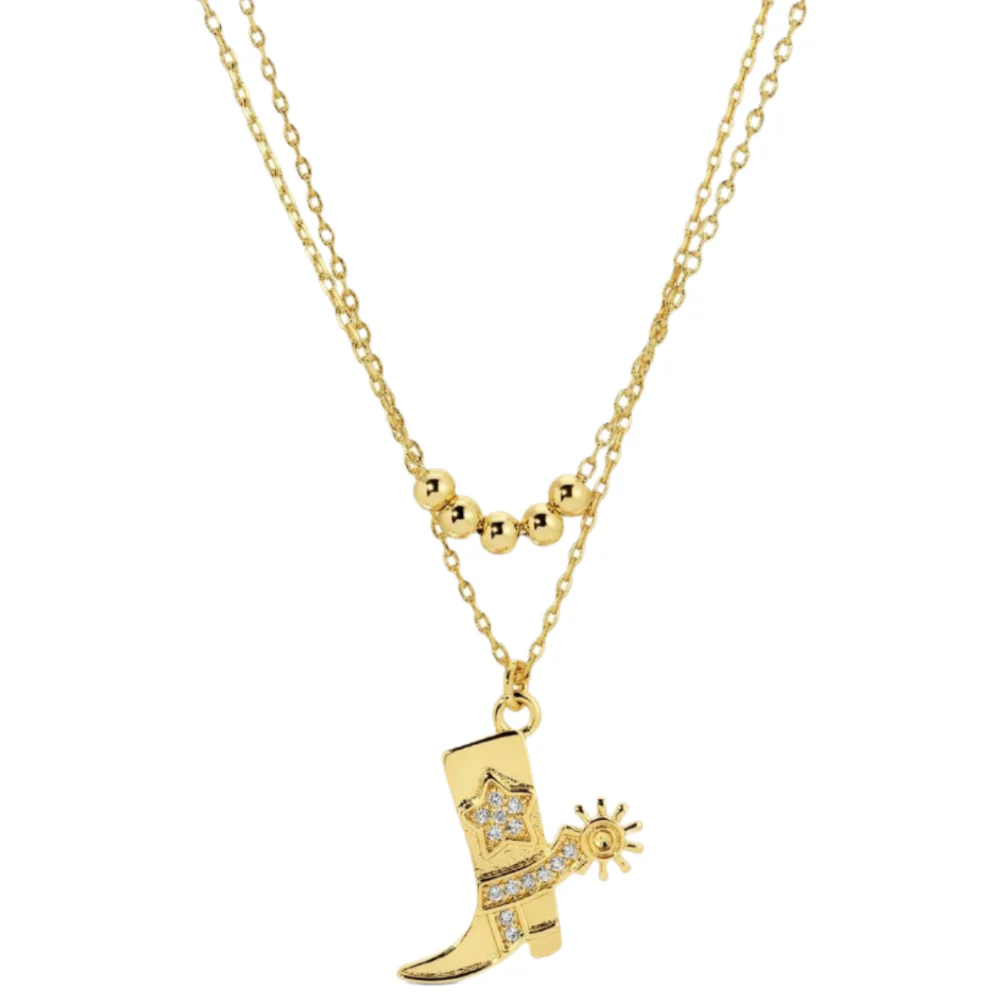 Splendid Iris Gold Cowgirl Boot & Spur Double Necklace