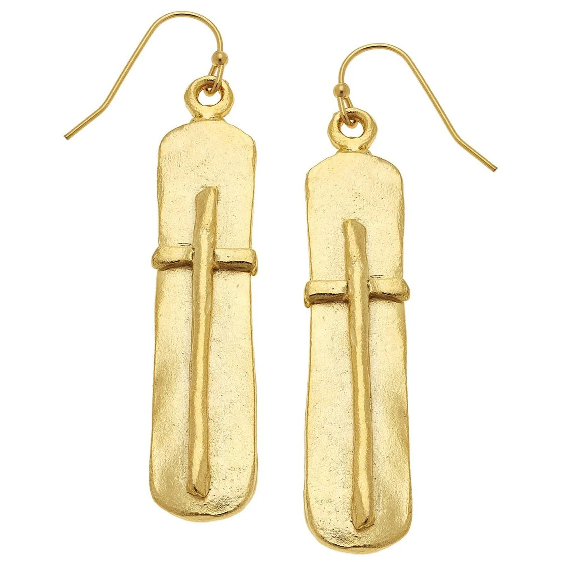 Susan Shaw Hammered Bar Cross Earrings