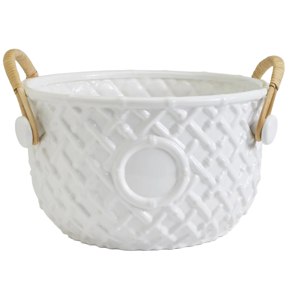 Hampton Faux Bamboo Ceramic Party Beverage Bucket - 15"