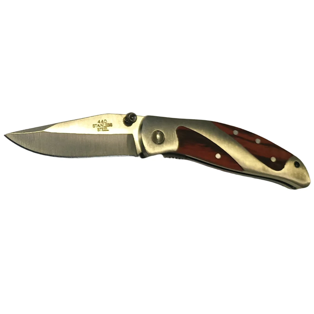 Service Tool Stainless Steel w/ Cherry Wood Inlay Pocket Knives