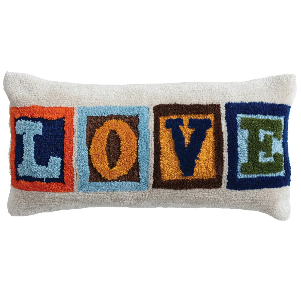Tufted Polyester "LOVE" Lumbar Pillow - 14" x 28"