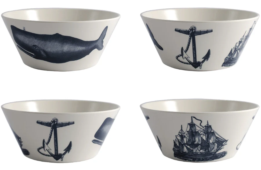 Thomas Paul Melamine Nautical Scrimshaw Bowl - 6.5"