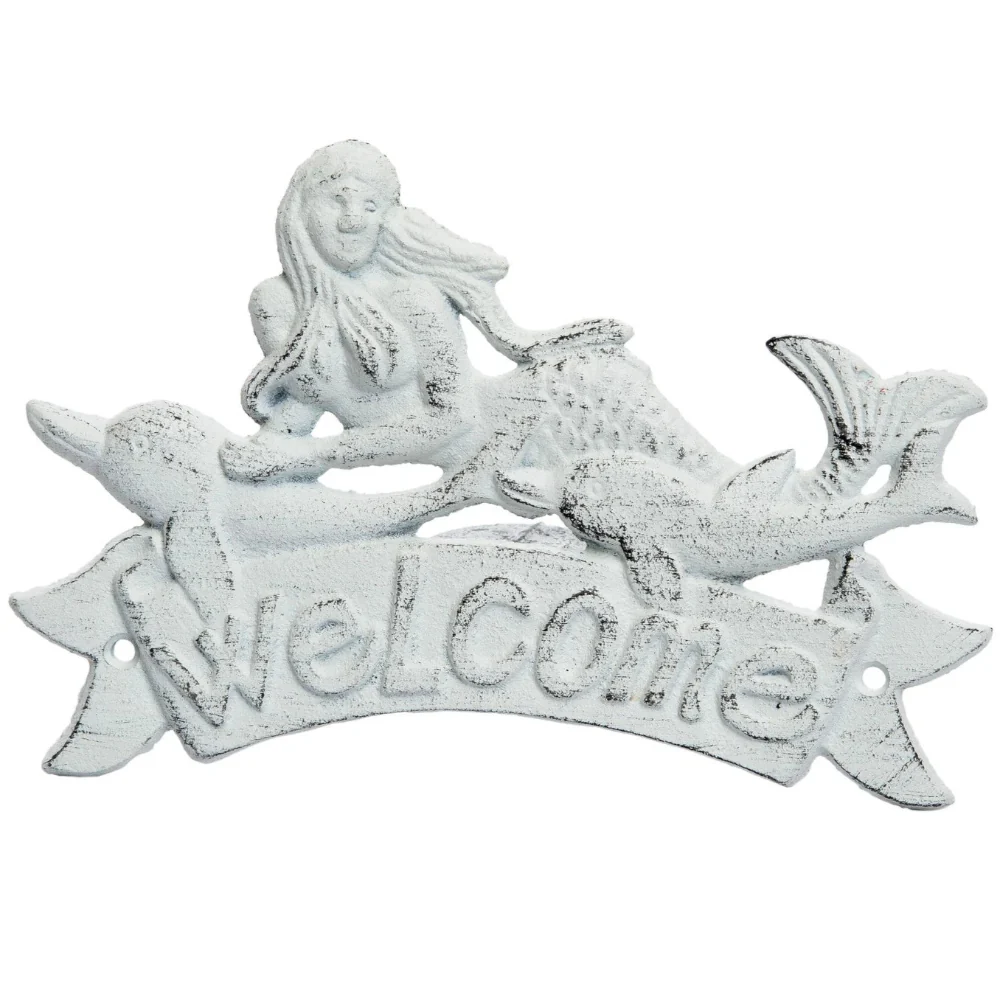 C&F Cast Iron Mermaid "Welcome" Sign - 9"