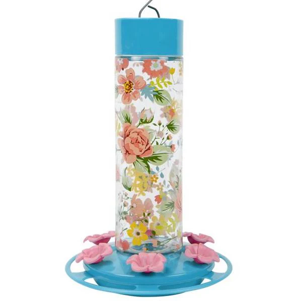Nature's Way Floral Glass Hummingbird Feeder - 28 oz.