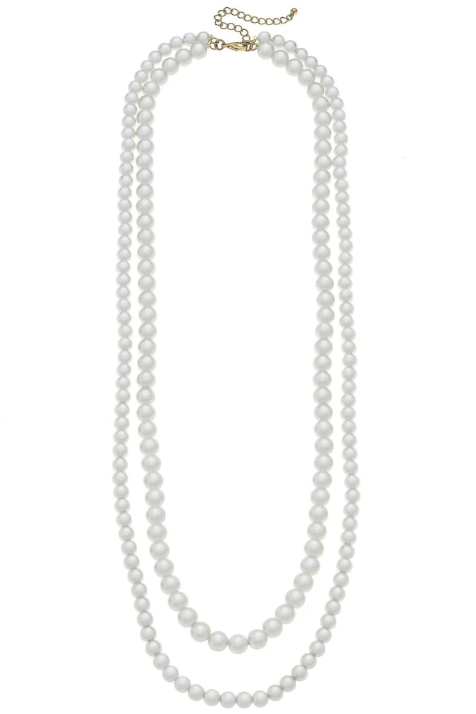 Canvas Style Elizabeth Double-Row Glass Pearl Necklace