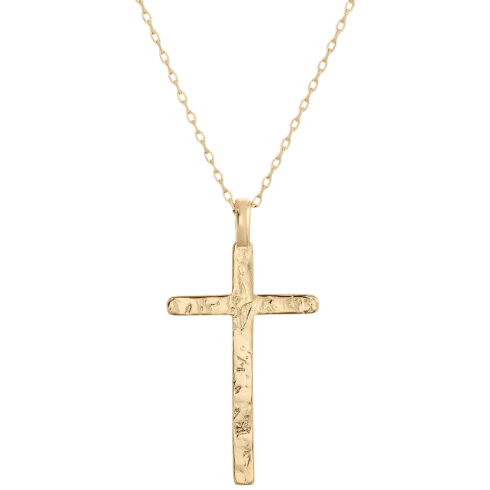 Splendid Iris Gilded Cross Necklace