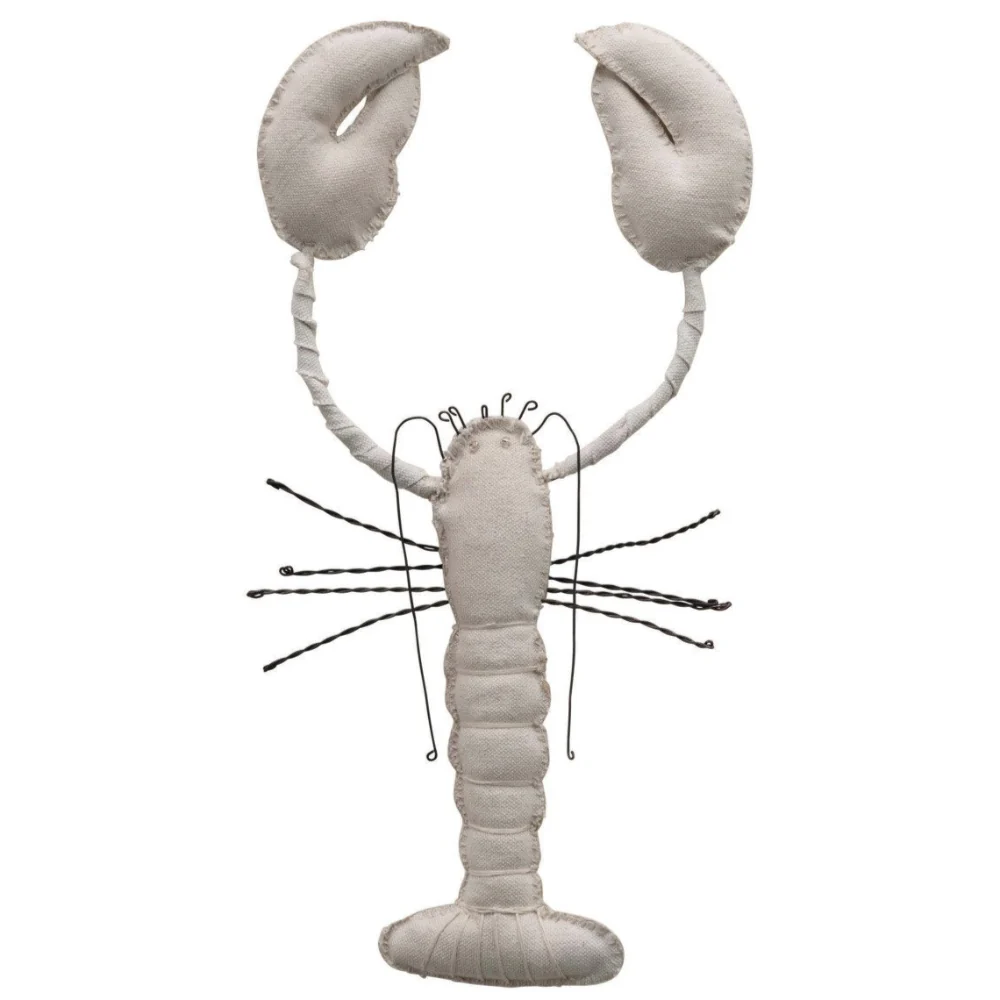 Recycled Canvas & Wire Lobster Hanging Sculpture - 8.25" x 15.25"