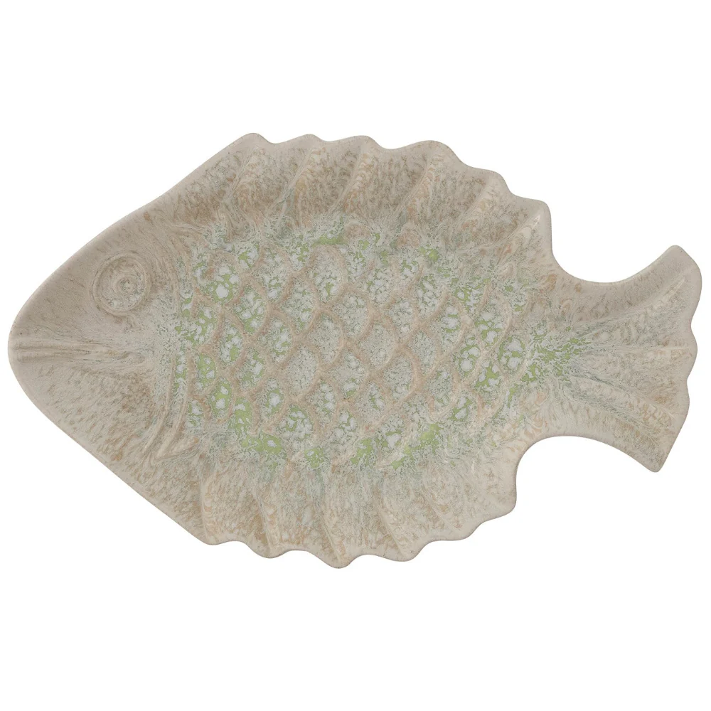 Mottled Glazed Stoneware Fish Platter - 8.5" x 13.75"
