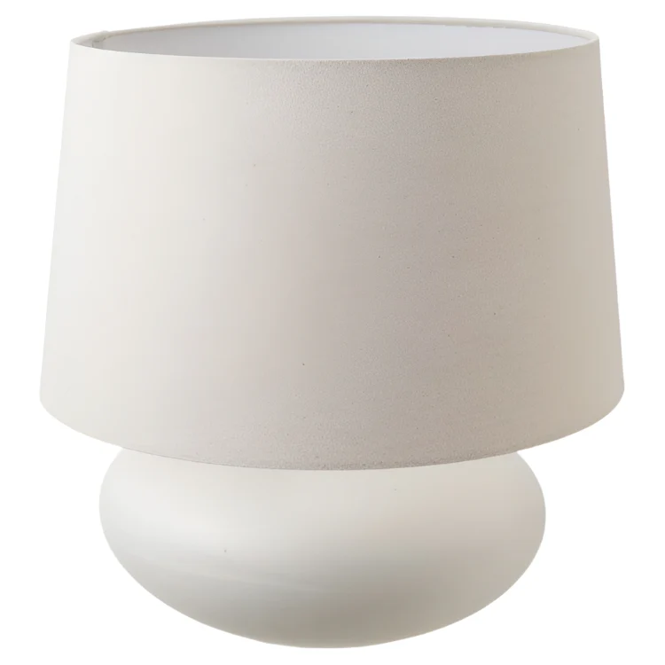White Stoneware Table Lamp w/ Linen Shade - 16"