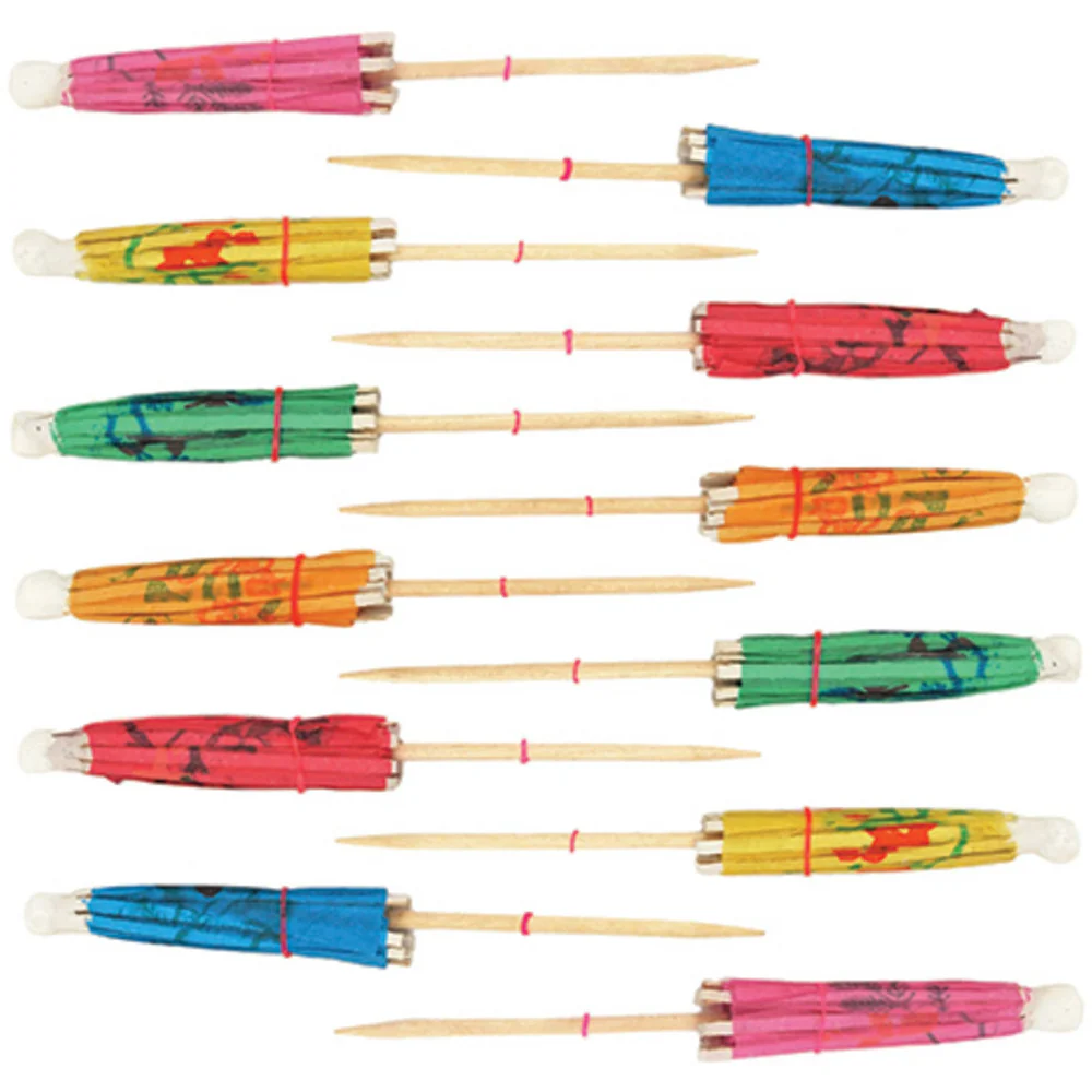 TRUE Classic Wood & Paper Umbrella Drink Picks - 12 pc.