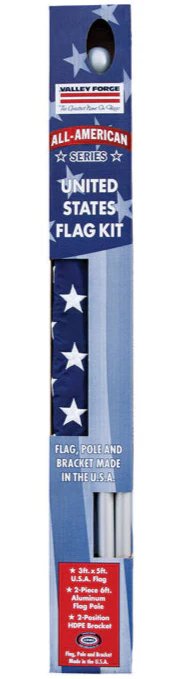 Complete Nylon American Flag & Angle-Mount Aluminum Flagpole Kit - 6'