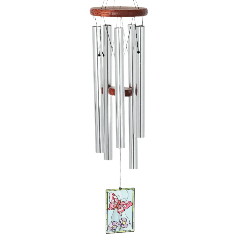 Stained Glass-Style Acrylic Butterfly Windchime - 26"